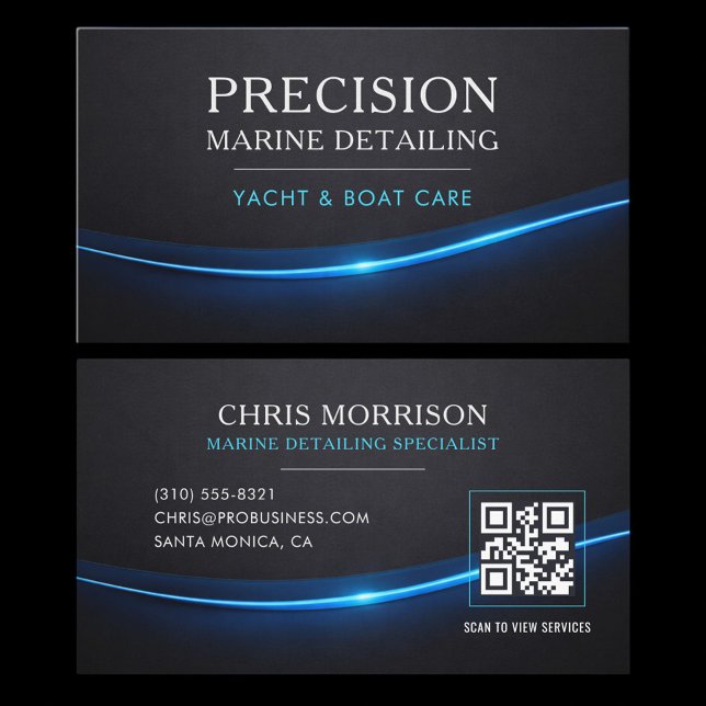 Marine Boat Detailing QR Code Business Card (Creator Uploaded)