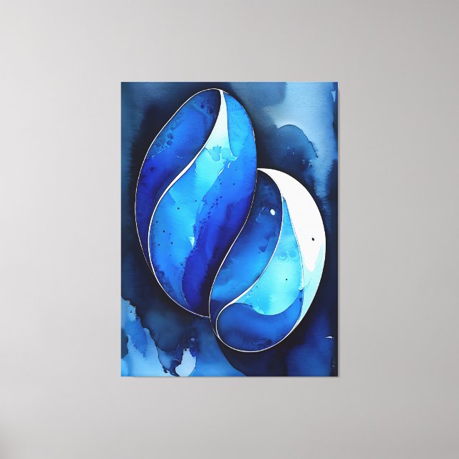 Marine Cobalt Curves Canvas Print (Front)