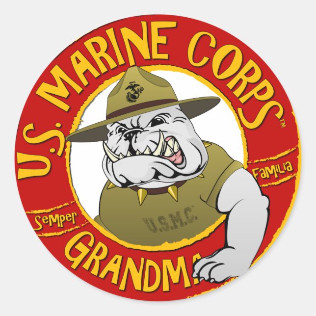 Marine Corp Grandma Classic Round Sticker (Front)