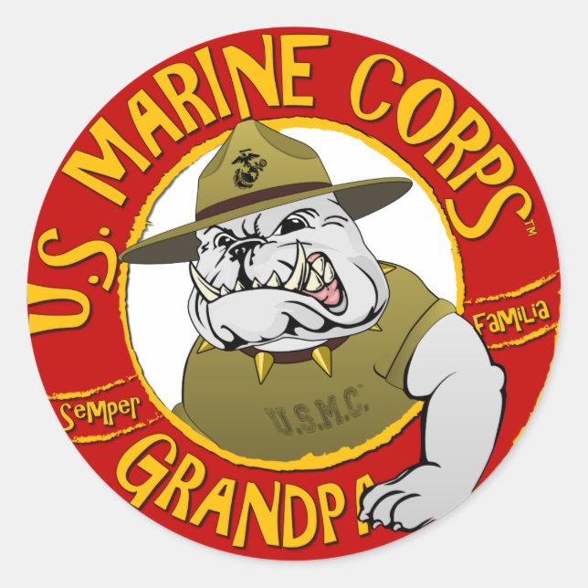 Marine Corp Grandpa Classic Round Sticker (Front)