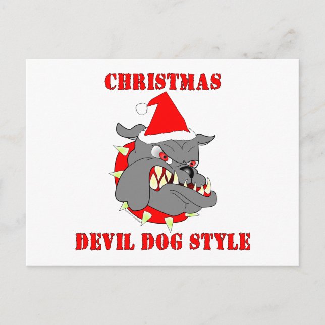 Marine Corps Christmas Devil Dog Style Holiday Postcard (Front)
