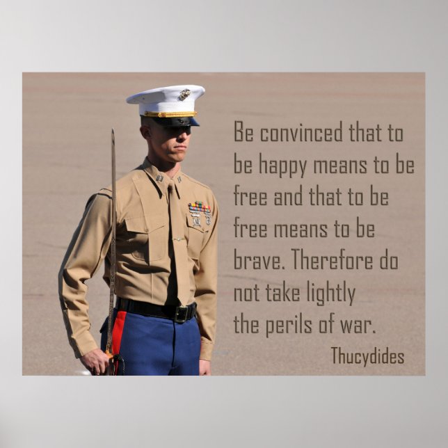 Marine Corps Officer and Perils of war quote Poste Poster (Front)