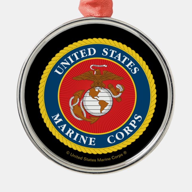 Marine Corps Seal - Flat Metal Tree Decoration (Front)