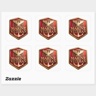 Marine Corps Veteran Logo Emblem Square Sticker