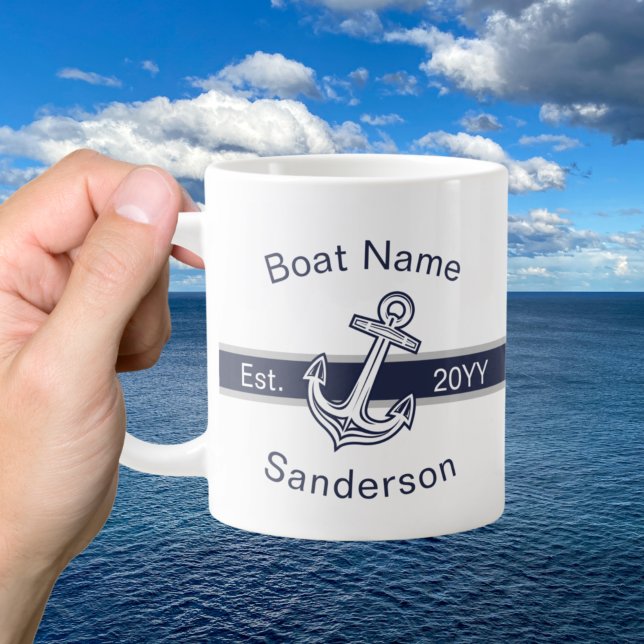 Marine Custom Nautical Anchor Navy Blue  Large Coffee Mug (Creator Uploaded)