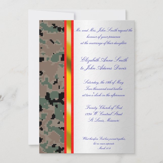 Marine Digital Camouflage Wedding Invitation (Front)