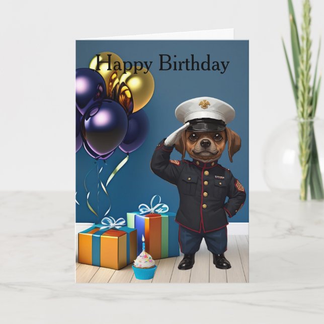 marine dog birthday Folded Greeting Card (Front)