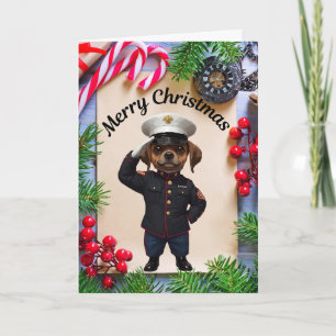 Marine dog Christmas Folded Holiday Card
