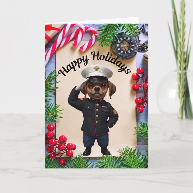 marine dog Christmas holiday Folded Holiday Card (Front)