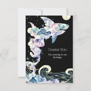 Marine Editable Simple Shark Birthday Thank You Card