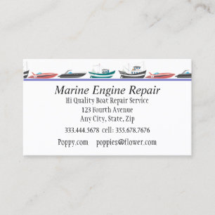 Marine Engine Boat Motor Repair Service Business C Card