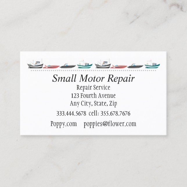 Marine Engine Repair Custom Maintenance Business Card (Front)
