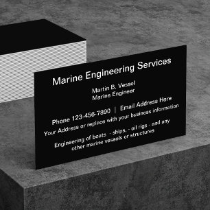 Marine Engineering Services Black Core Design Business Card