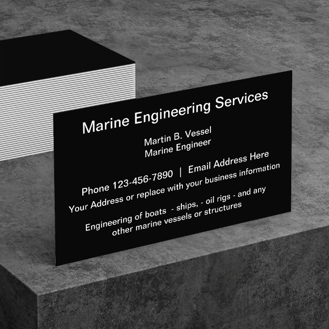 Marine Engineering Services Black Core Design Business Card (Creator Uploaded)