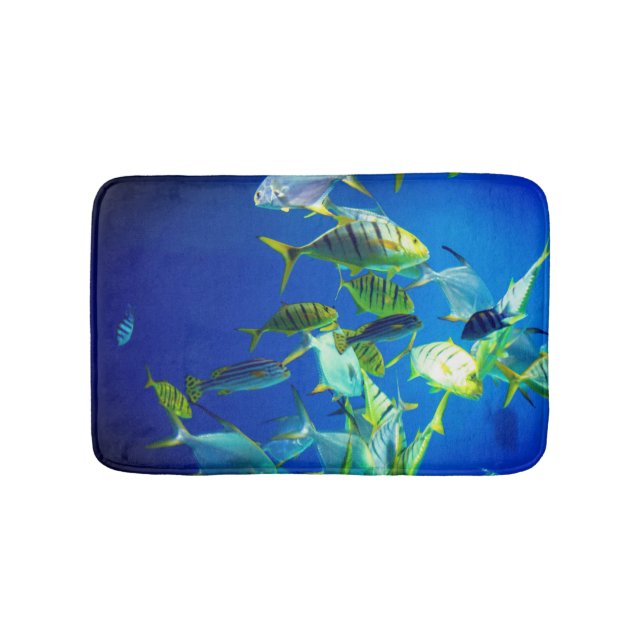 Marine Fish of Yellow with Black Stripes Bath Mat (Front)