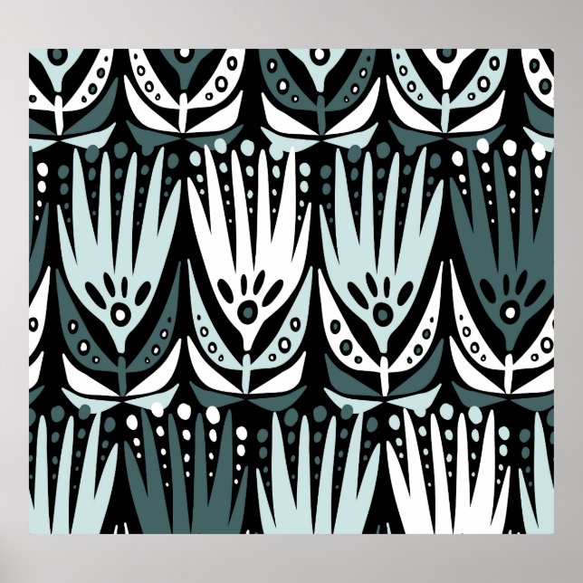 Marine Flowers: Modern Vintage Abstract. Poster (Front)