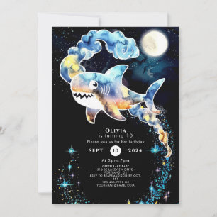 Marine Fun Blue Shark Birthday Invitation