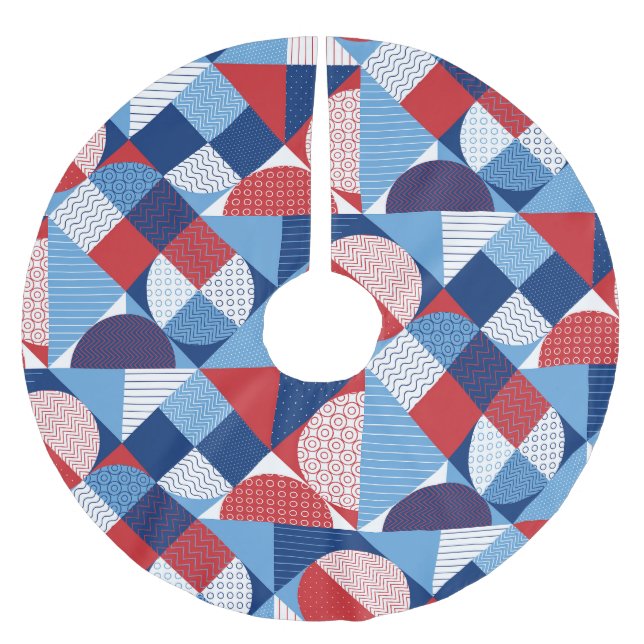 Marine geometric: summer seamless pattern. brushed polyester tree skirt (Front)