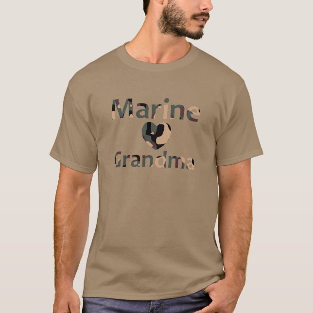 Marine Grandma Heart Camo T-Shirt (Front)