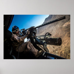 Marine Gunner Unloads on a Target Poster