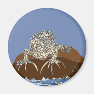 Marine Iguana on Rock with Hermit Crab Magnet