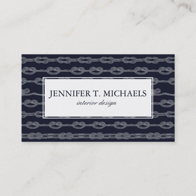 Marine Knots Pattern Business Card (Front)