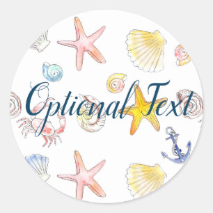 Marine Life & Anchors Classic Round Sticker