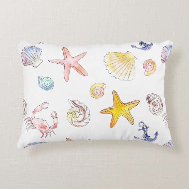 Marine Life & Anchors  Decorative Cushion (Front)