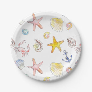 Marine Life & Anchors  Paper Plate