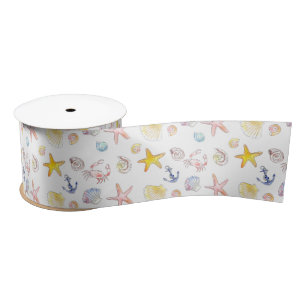 Marine Life & Anchors Satin Ribbon