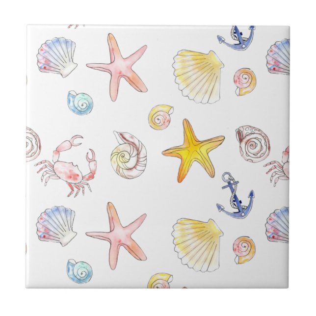 Marine Life & Anchors  Tile (Front)