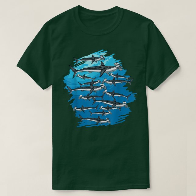 Marine Life Animal Underwater Swarm Hammerhead Sha T-Shirt (Design Front)