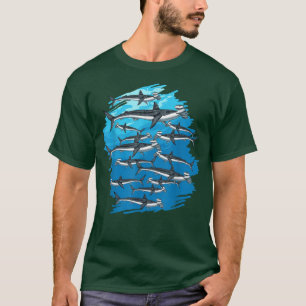 Marine Life Animal Underwater Swarm Hammerhead Sha T-Shirt