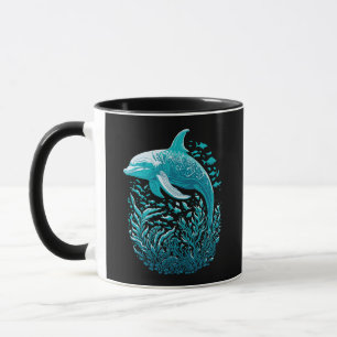 Marine Life Art Dolphin Graphic Design Mug