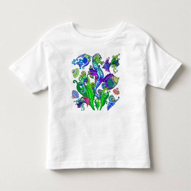 Marine Life Exotic Fishes & SeaHorses Toddler T-Shirt (Front)