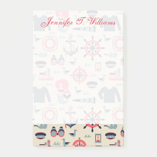 Marine Life Pattern | Add Your Name Post-it Notes (Front)
