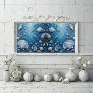 Marine Life Underwater Seashells Fish Backsplash  Tile