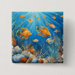 Marine Life with Exotic Fish 15 Cm Square Badge