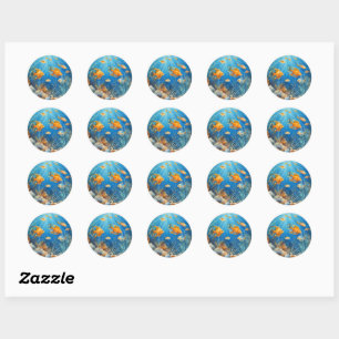Marine Life with Exotic Fish Classic Round Sticker