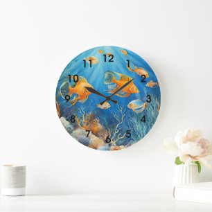 Marine Life with Exotic Fish, Large Clock