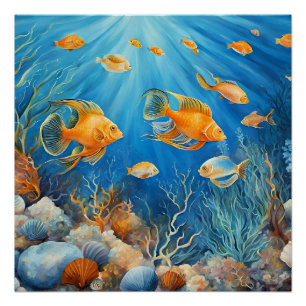 Marine Life with Exotic Fish Poster