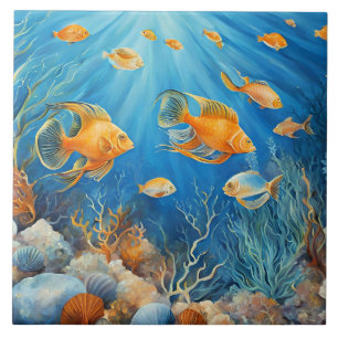 Marine Life with Exotic Fish Tile