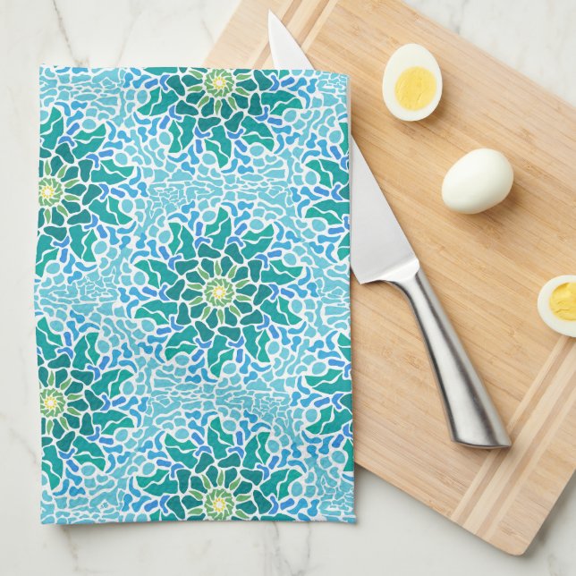 Marine Mosaic Tea Towel (Quarter Fold)