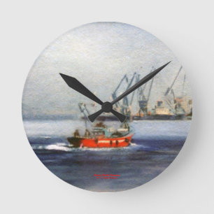 Marine navy//Seascape Round Clock