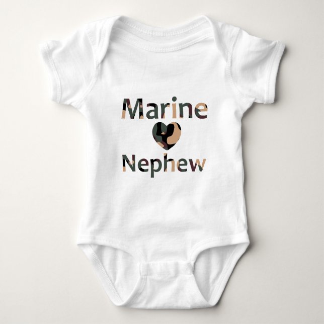 Marine Nephew Heart Camo Baby Bodysuit (Front)