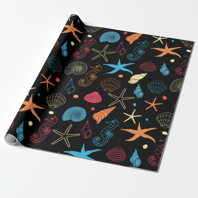 Marine Pattern Wrapping Paper (Unrolled)