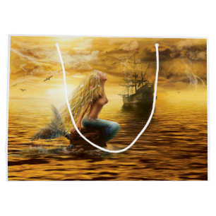 marine princess- fantasy mermaid at sunset large gift bag