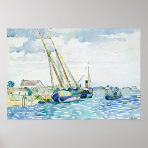 Marine Scene Boats near Venice Poster