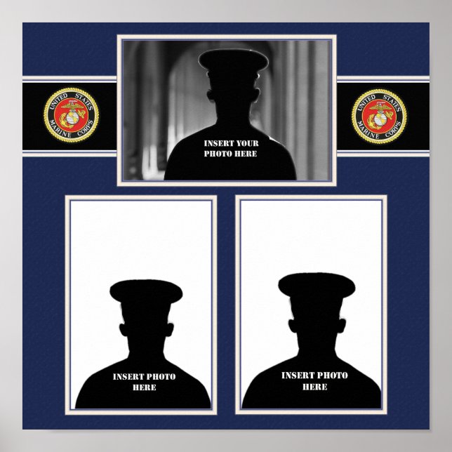 Marine Scrapbook Photo Collage Poster (Front)
