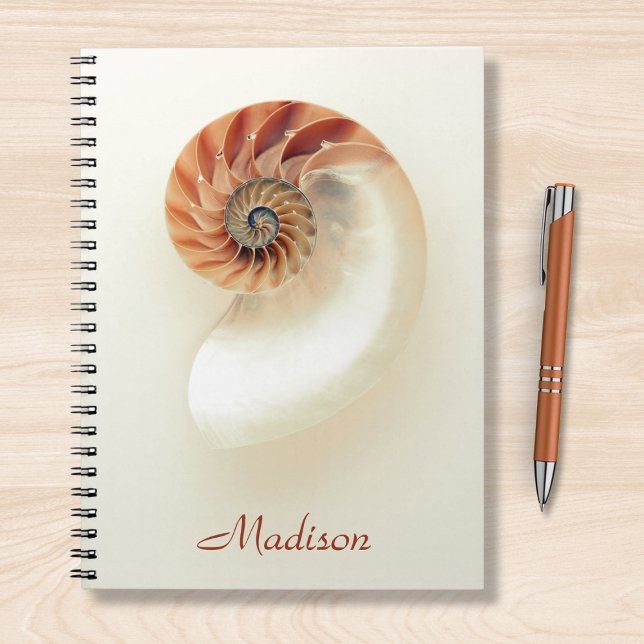 Marine Seashell Personalised Name Minimalist Chic Notebook (Creator Uploaded)